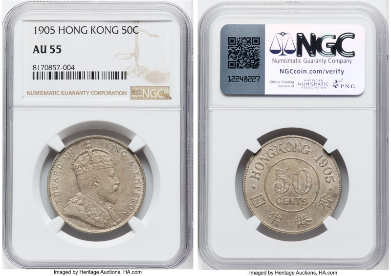 British Colony. Edward VII 50 Cents 1905 AU55 NGC, London mint, KM15. HID0980124...