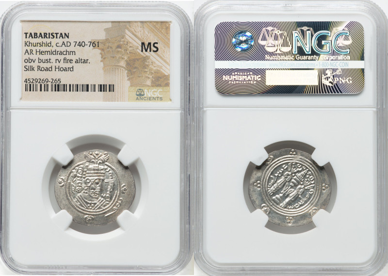 Dabwayhid Ispahbads of Tabaristan. Khurshid 3-Piece Lot of Certified Hemidrachms...