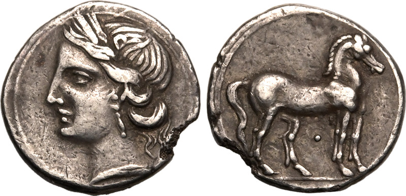 ANCIENT CARTHAGE. NORTH AFRICA, CARTHAGE. 
Silver Quarter Shekel, circa 220-205...