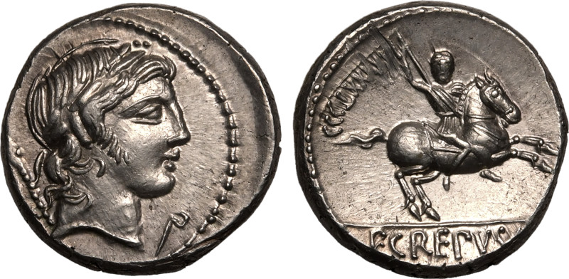 ROMAN REPUBLIC & IMPERATORIAL. P. Crepusius. 
Silver Denarius, 82 BC. Rome. 
O...