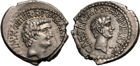 Marc Antony & Octavian AR Denarius