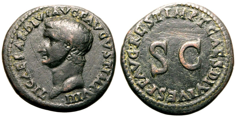 ROMAN EMPIRE. Tiberius. 
Bronze As, AD 80-81. Rome. 
Restitution issue struck ...