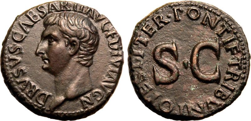 ROMAN EMPIRE. Drusus (son of Tiberius, Caesar). 
Bronze As, AD 22-23. Rome. 
O...
