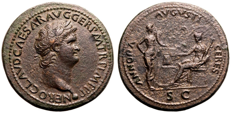 ROMAN EMPIRE. Nero. 
Bronze Sestertius, AD 64. Lugdunum. 
Obv: NERO CLAVD CAES...