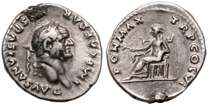 ROMAN EMPIRE. Vespasian. 
Silver Denarius, AD 75. Rome. 
Obv: IMP CAESAR VESPA...