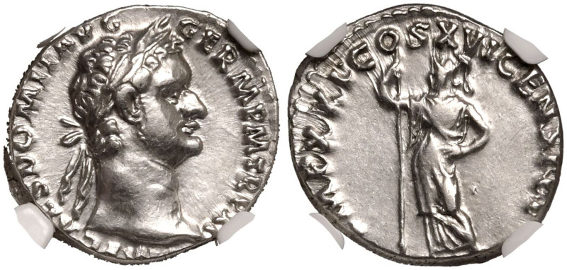 ROMAN EMPIRE. Domitian. 
Silver Denarius, AD 92. Rome. 
Obv: IMP CAES DOMIT AV...