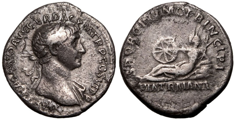 ROMAN EMPIRE. Trajan. 
Silver Denarius, AD 112-114. Rome. 
Obv: IMP TRAIANO AV...