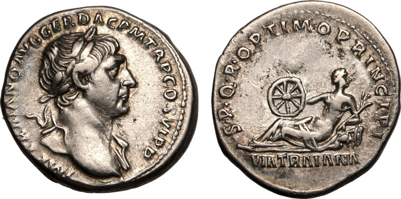 ROMAN EMPIRE. Trajan. 
Silver Denarius, AD 112-114. Rome. 
Obv: IMP TRAIANO AV...