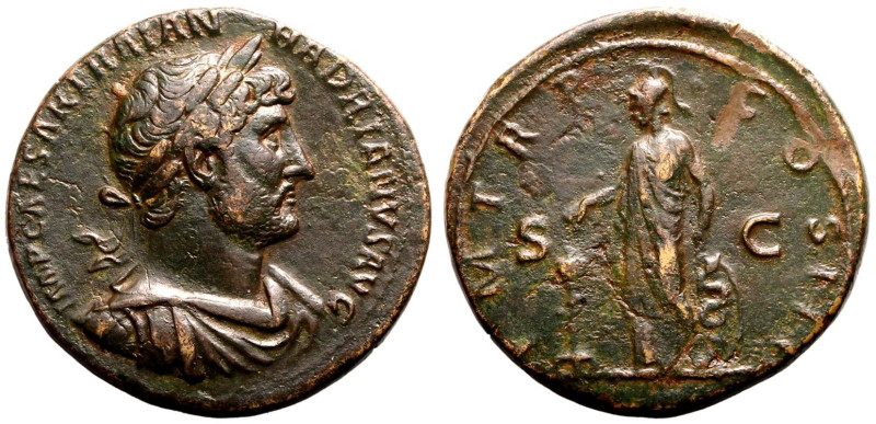 ROMAN EMPIRE. Hadrian. 
Bronze Sestertius, AD 119-121. Rome. 
Obv: IMP CAESAR ...