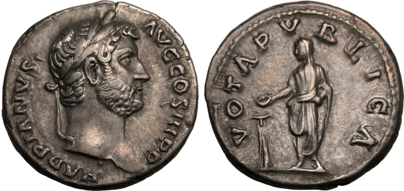 ROMAN EMPIRE. Hadrian. 
Silver Denarius, AD 137-138. Rome. 
Obv: HADRIANVS AVG...