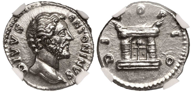 ROMAN EMPIRE. Divus Antoninus Pius. 
Silver Denarius, after AD 161. Rome. 
Obv...