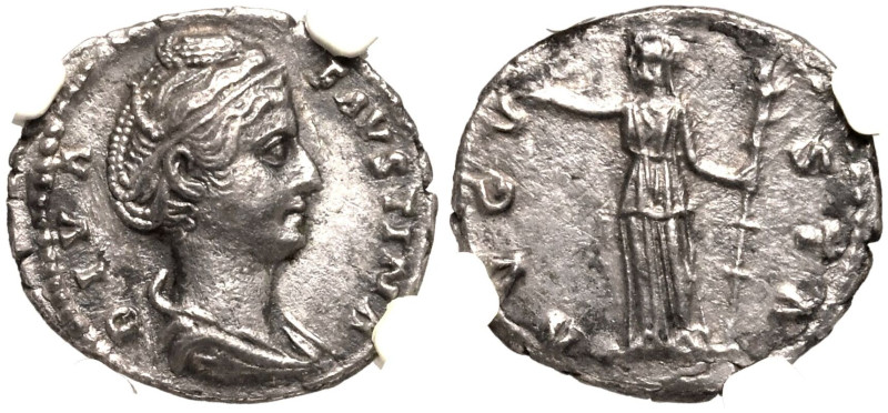 ROMAN EMPIRE. Diva Faustina I (wife of Antoninus Pius). 
Silver Denarius, AD 14...