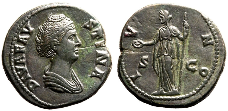 ROMAN EMPIRE. Diva Faustina I (wife of Antoninus Pius). 
Bronze Sestertius, aft...