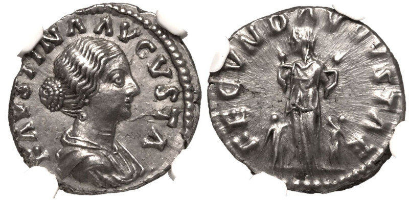 ROMAN EMPIRE. Faustina II (wife of Marcus Aurelius). 
Silver Denarius, AD 161-1...