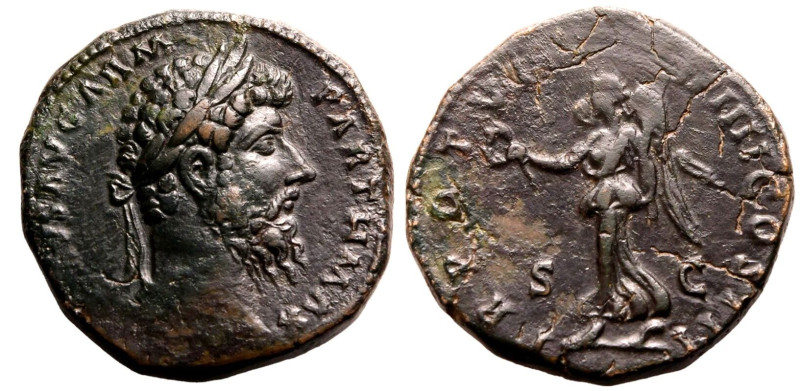 ROMAN EMPIRE. Lucius Verus. 
Bronze Sestertius, AD 168. Rome. 
Obv: L VERVS AV...