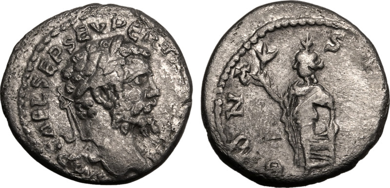 ROMAN EMPIRE. Septimius Severus. 
Silver Denarius, AD 194-195. Emesa. 
Obv: IM...