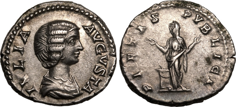 ROMAN EMPIRE. Julia Domna (wife of Septimius Severus). 
Silver Denarius, AD 196...