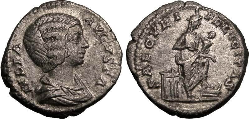 ROMAN EMPIRE. Julia Domna (wife of Septimius Severus). 
Silver Denarius, AD 196...