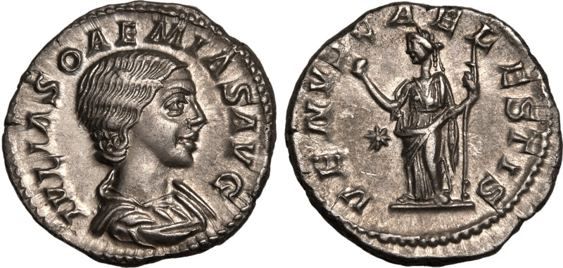 ROMAN EMPIRE. Julia Soaemias (mother of Elagabalus). 
Silver Denarius, AD 218-2...