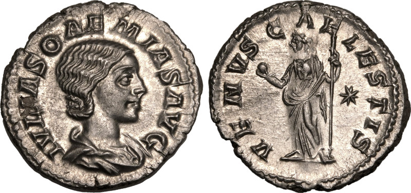 ROMAN EMPIRE. Julia Soaemias (mother of Elagabalus). 
Silver Denarius, AD 218-2...