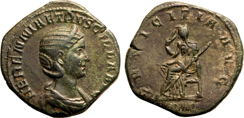 ROMAN EMPIRE. Herennia Etruscilla (wife of Trajan Decius). 
Bronze Sestertius, ...