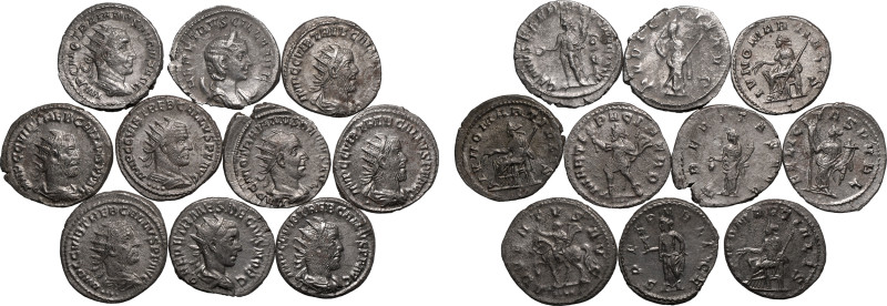 ROMAN EMPIRE. Various Emperors/Empresses. 
Silver 10 x AR Antoniniani, AD 3rd C...