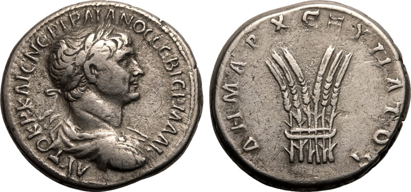 ROMAN PROVINCIAL. ARABIA, BOSTRA. Trajan. 
Silver Tridrachm, AD 112-114. 
Obv:...