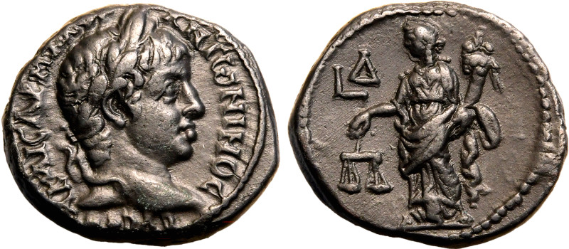 ROMAN PROVINCIAL. EGYPT, ALEXANDRIA. Elagabalus. 
Potin Tetradrachm, dated RY 4...