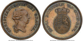 Christian VII copper Proof Pattern 1/6 Speciedaler ND (1799) PR63 Brown NGC, Sieg-47, H-19. An incredibly scarce Pattern issue struck to Proof quality...