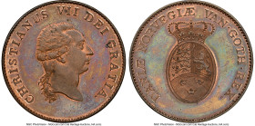 Christian VII copper Proof Pattern 2/3 Speciedaler ND (1799) PR64 Brown NGC, Sieg-49, H-17. An incredibly scarce Pattern issue struck to Proof quality...