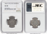 Russian Duchy. Alexander II Markka 1864-S AU58 NGC, Helsinki mint, KM3.1. A wonderful Finish key-date and the inaugural date for this iconic type. One...