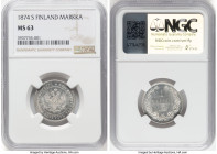 Russian Duchy. Alexander II Markka 1874-S MS63 NGC, Helsinki mint, KM3.2. HID09801242017 © 2024 Heritage Auctions | All Rights Reserved