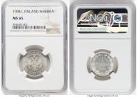 Russian Duchy. Nicholas II Markka 1908-L MS65 NGC, Helsinki mint, KM3.2. HID09801242017 © 2024 Heritage Auctions | All Rights Reserved
