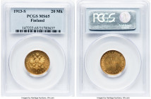Russian Duchy. Nicholas II gold 20 Markkaa 1913-S MS65 PCGS, Helsinki mint, KM9.2. HID09801242017 © 2024 Heritage Auctions | All Rights Reserved