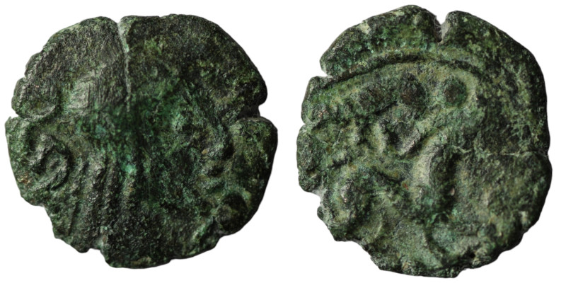 Ambiens. (60-40 BC) Æ Bronze. Obv: head right. Rev: horse advancing right. 15mm,...