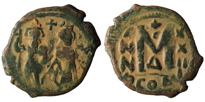 Heraclius and Heraclius Constantine. (610-641 AD) Æ Follis. Constantinople. Obv:...