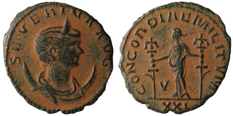 Ulpia Severina. (270-275 AD). BI Antoninian. Rome. Obv: SEVERINA AVG. diademed b...