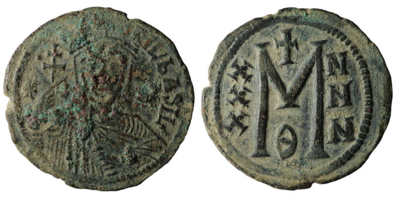 Theophilus. (829-842 AD). Æ Follis. Constantinople. Obv: crowned bust facing. Re...