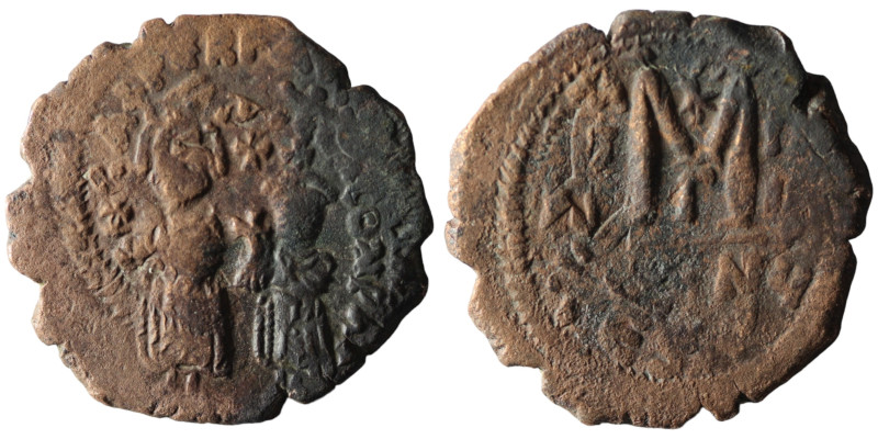 Heraclius and Heraclius Constantine. (610-641 AD) Æ Follis. Constantinople. Obv:...