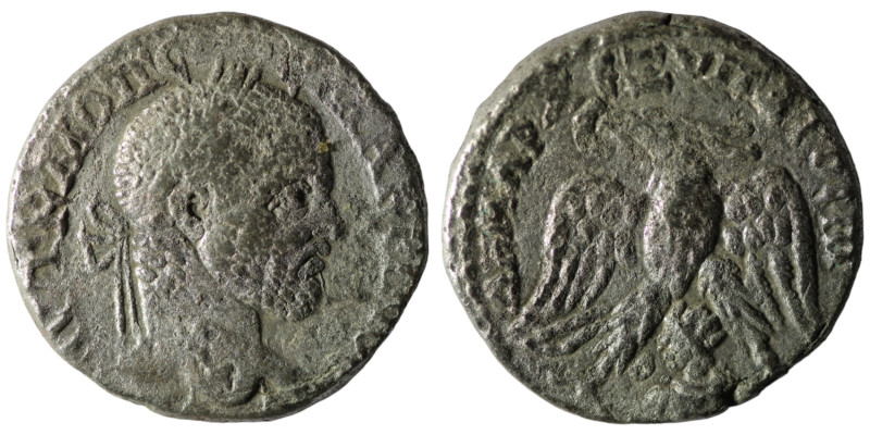 Macrinus. (217-218 AD). Billon Tetradrachm. Mesopotamia. Emesa. Obv: laureate bu...