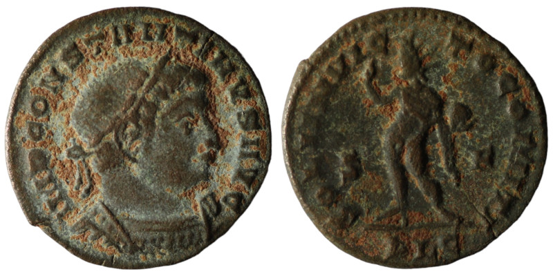 Constantinus I. (307-337 AD). Follis. London. Obv: CONSTANTINVS AVG. laureate bu...