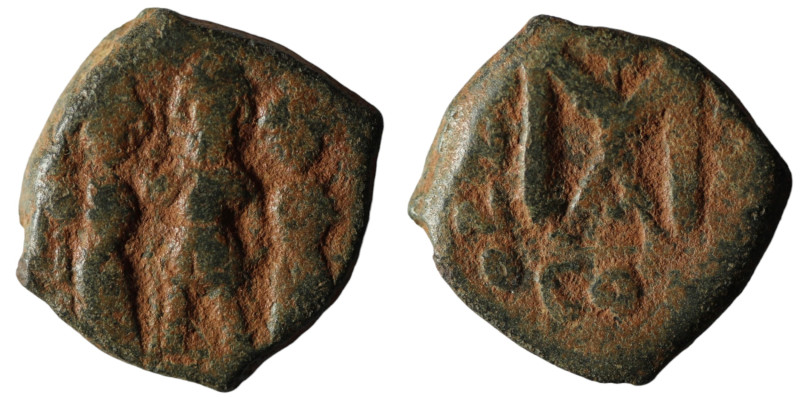 Heraclius. (610-641 AD) Æ Follis. Constantinople. Obv: Heraclius and sons standi...