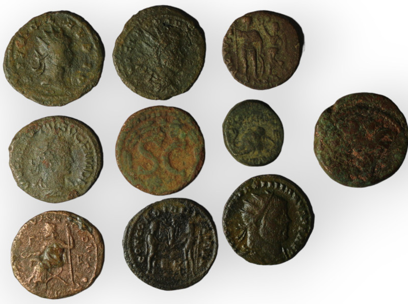 Lot of 10 ancient bronze coins. sold as seen, no return.