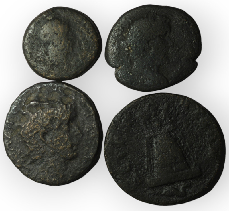 Lot of 4 ancient bronze coins. repatinated. sold as seen, no return.