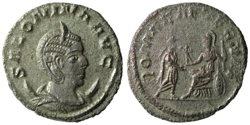 Salonina. (255-256 AD) AR Antoninian. Samosata. Obv: SALONINA AVG. diademed bust...