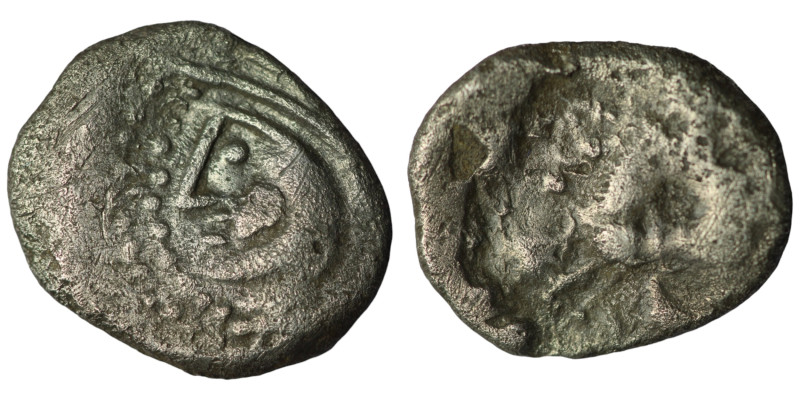 Gaul. Lingones. (1st Century BC) AR Quinarius. Kaletedou type. Obv: helmeted hea...