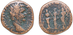 Rome Roman Empire 194 AE Sestertius - Septimius Severus (MONET AVG COS II P P S C; Tres Monetae) Bronze Rome Mint 23g VF RIC IV.1 670
