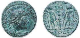 Rome Roman Empire 335 - 335 PLG AE Nummus - Constantinus II (GLORIA EXERCITVS; One standard) Bronze Lugdunum Mint 1.42g VF RIC VII 271