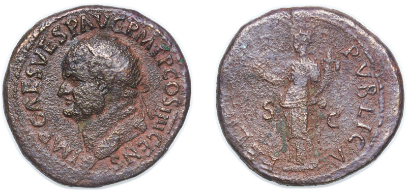 Rome Roman Empire 73 AE Dupondius - Vespasian (FELICITAS PVBLICA S C; Felicitas)...