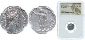 Rome Roman Empire 197 AR Denarius - Septimius Severus (P M TR P V COS II P P; Sol) Silver Rome Mint 3g NGC CH VF RIC IV.1 101 OCRE ric.4.ss.101